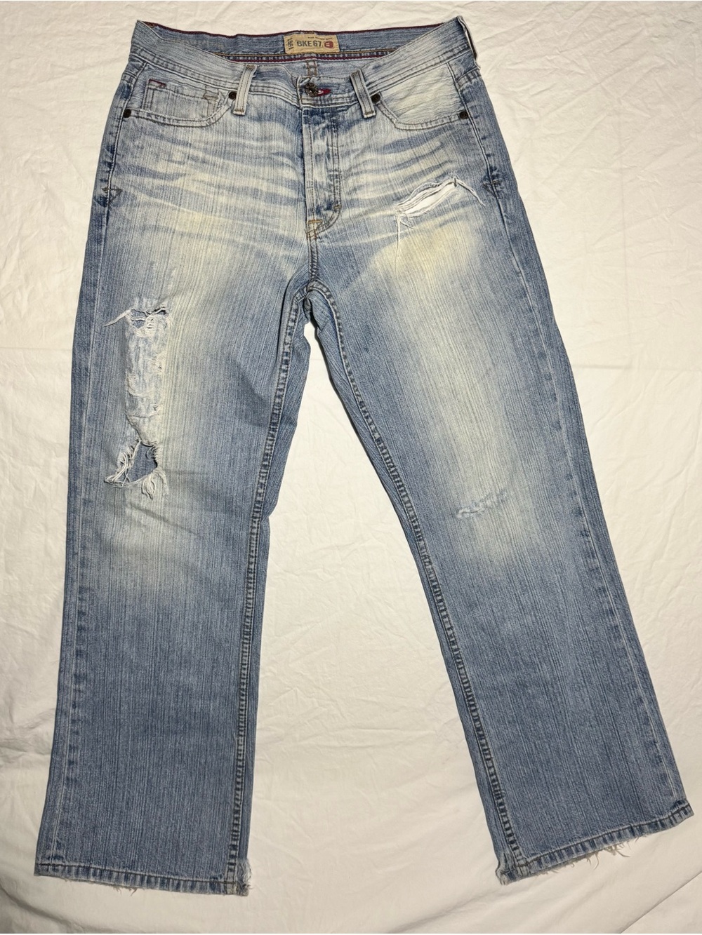 BKE Tyler Bootcut Jeans Mens 30x29 Blue Denim Distressed Thrashed Skater Western